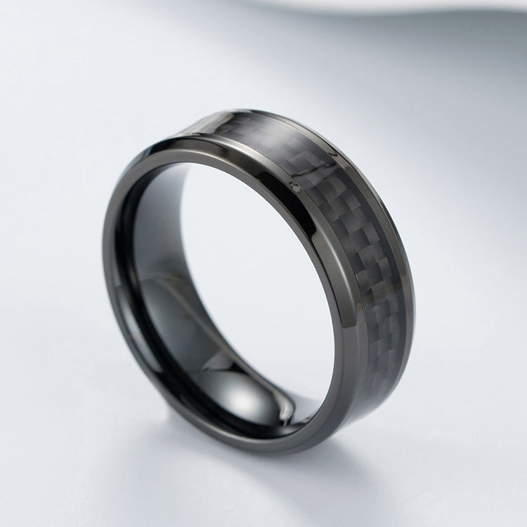 Titanstahl Ring mit Carbonfaser - Moderner Männerschmuck - Leichter & Hochfester Herrenring