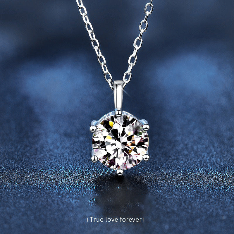Moissanit-Anhängerkette | 0.5ct/1ct wählbar - 925 Sterlingsilber mit Rhodium-Plattierung