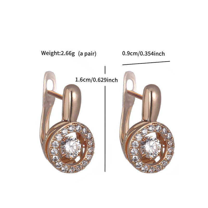 Anmutige runde Ohrclips mit Zirkonia - Kupferlegierung vergoldet (1,6 cm)