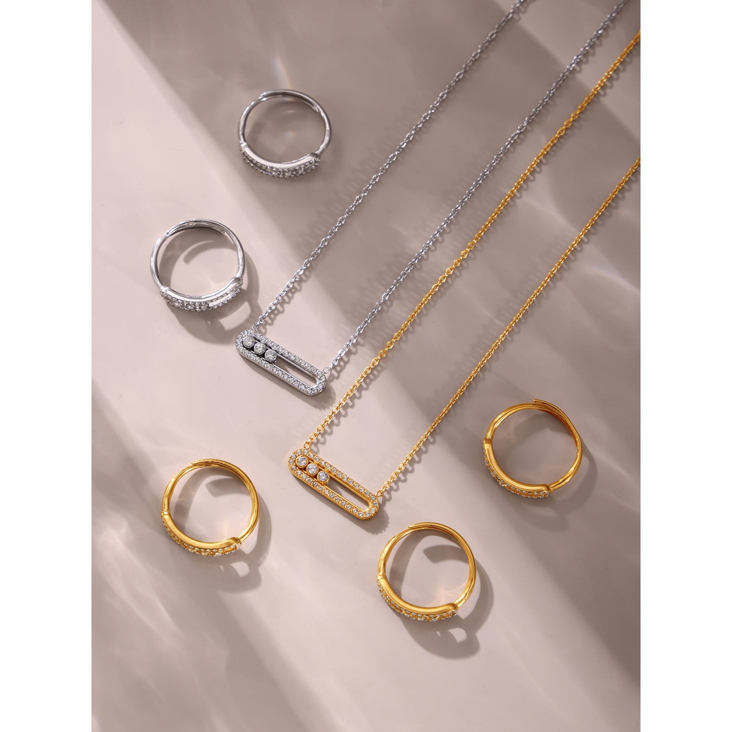 Schiebbarer Zirkonia-Anhänger – 18K Echtgold-Vergoldung oder Edelstahl-Optik
