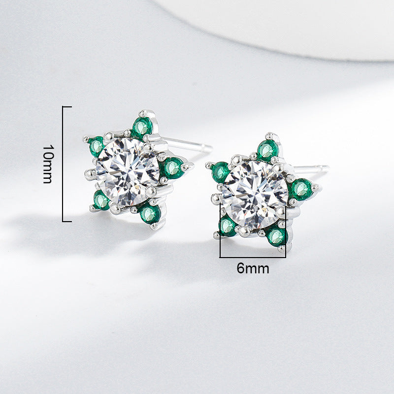 Sterne Ohrringe mit Zirkonia - Kupfer rhodiniert (Weißgold-Optik) & 925er Silber Ohrstecker