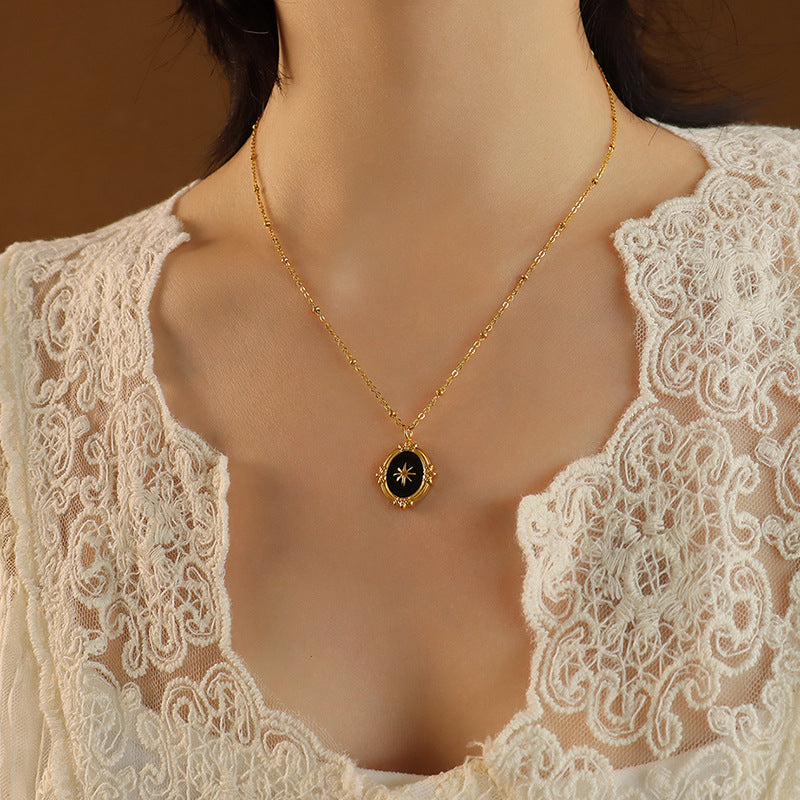 Französischer Hofstil Hexagramm-Anhänger | Edelstahlkette mit 18K Goldbeschichtung oder Hochglanz-Silberoptik - Königliche Eleganz