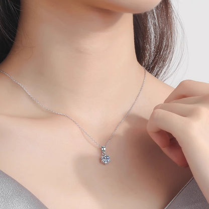 Moissanit-Anhängerkette | 0.5ct/1ct wählbar - 925 Sterlingsilber mit Rhodium-Plattierung