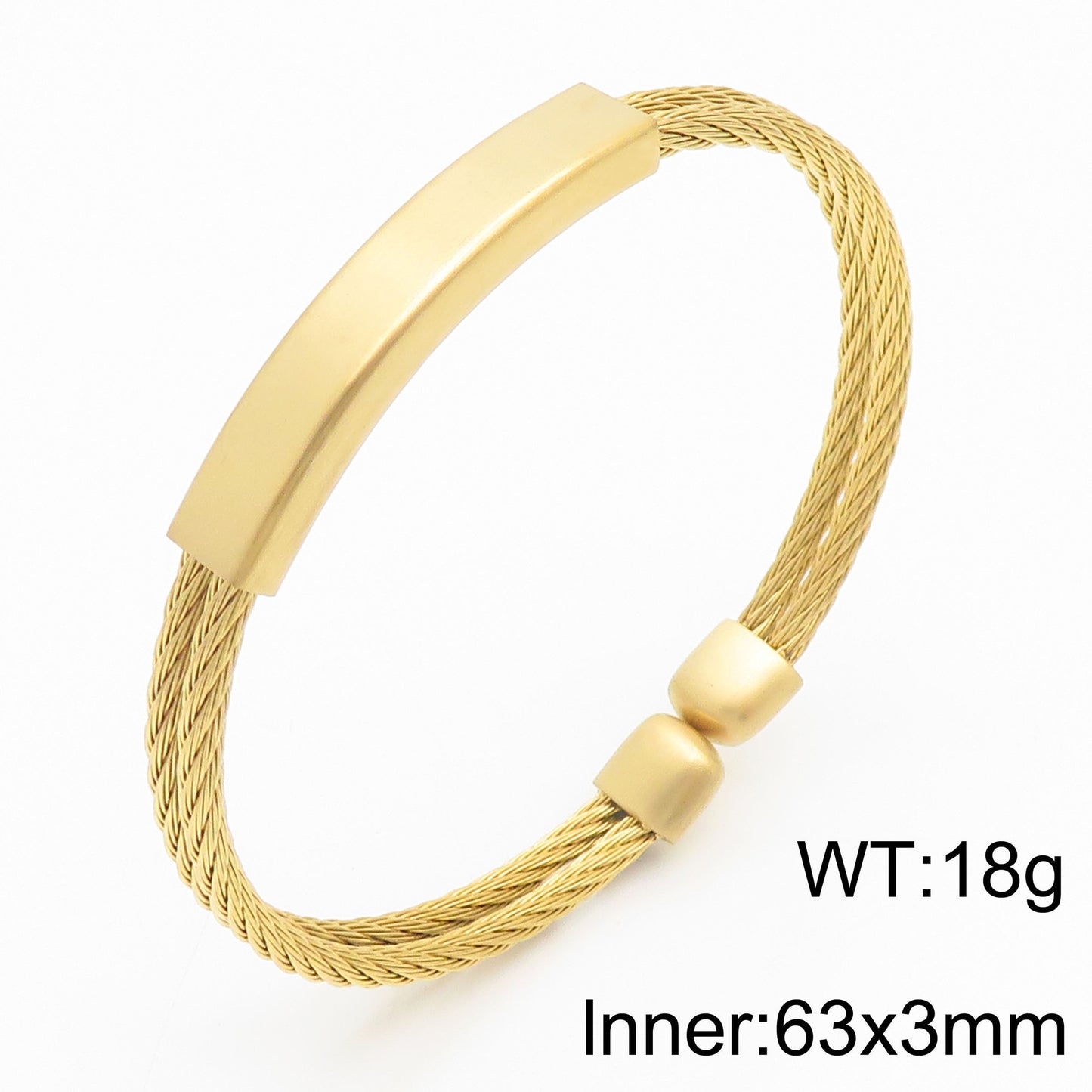Offenes Herren-Armband aus Edelstahl – Geflochtenes Drahtseil mit Twisted-Look