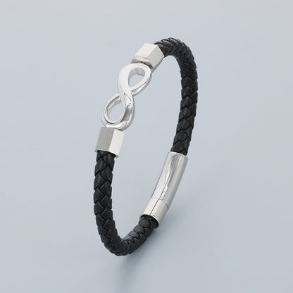 Personalisiertes Lederarmband für Männer mit Edelstahl & Unendlichkeitszeichen