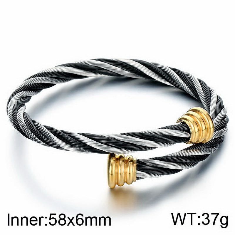 Edelstahl-Armband mit Kabelgeflecht-Design – Offener Verschluss für stylishen Look