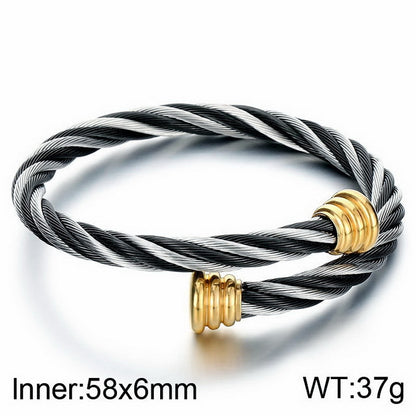 Edelstahl-Armband mit Kabelgeflecht-Design – Offener Verschluss für stylishen Look