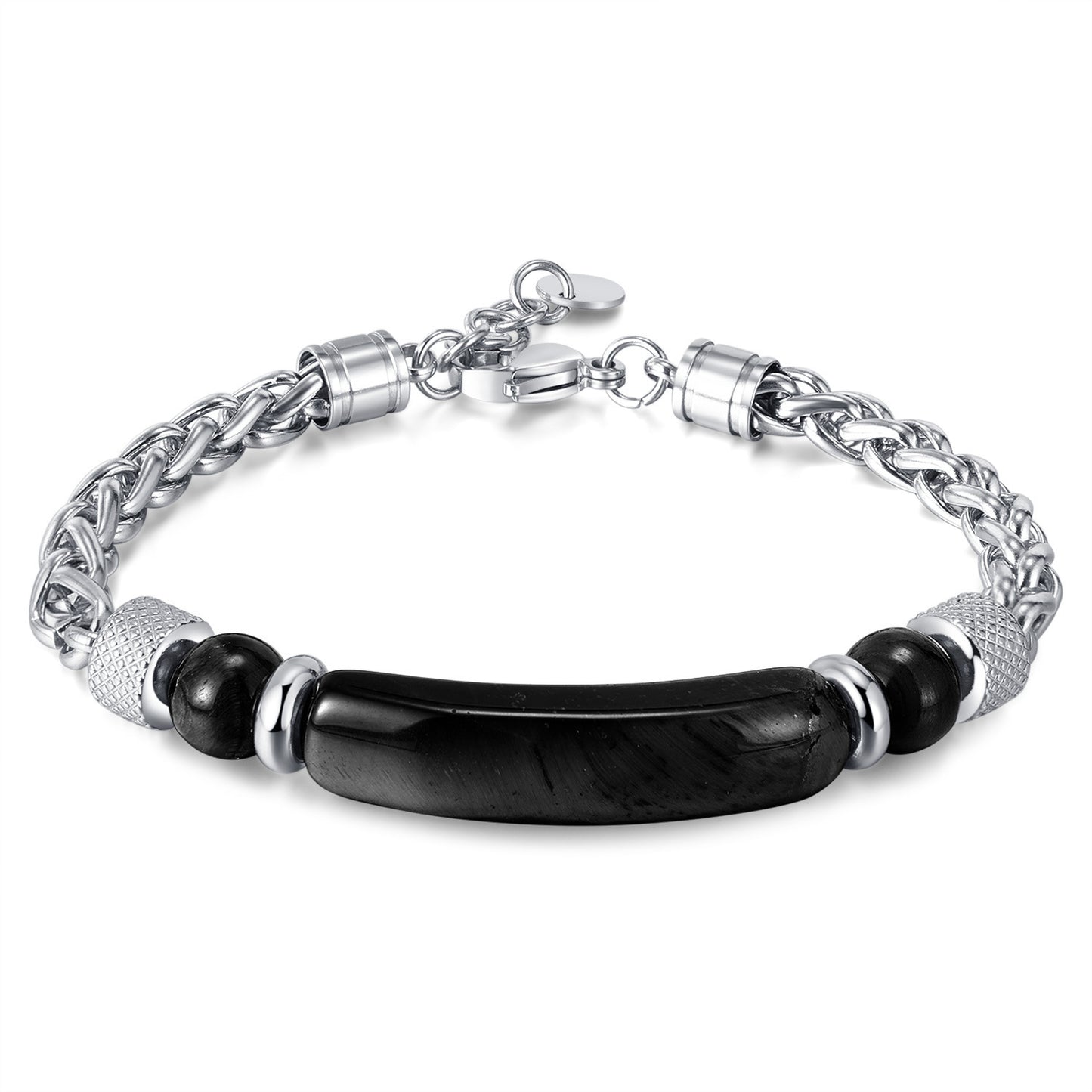 Edelstahl-Kettenarmband mit Tigerauge & Titan – Für Herren