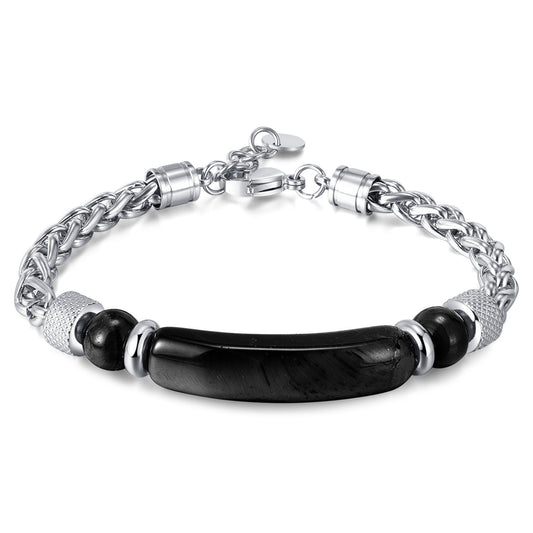 Edelstahl-Kettenarmband mit Tigerauge & Titan – Für Herren