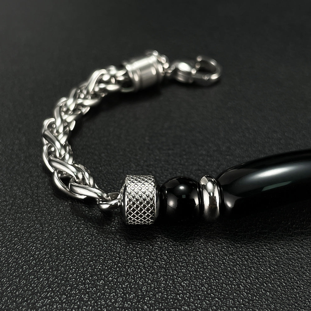 Edelstahl-Kettenarmband mit Tigerauge & Titan – Für Herren