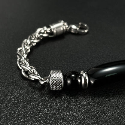 Edelstahl-Kettenarmband mit Tigerauge & Titan – Für Herren