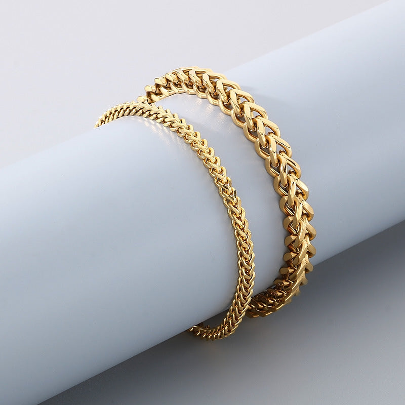 Minimalistische Kubaketten-Armbänder für Paare – Mit strukturiertem Wirbelmuster und Hochglanzschliff