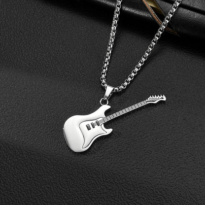 Hip-Hop Gitarren-Anhänger Straßenstyle – Klassisches Titan-Halsband für Männer