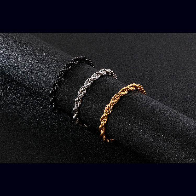 Herren Armband aus 18k vergoldetem Edelstahl - Geflochtenes Twisted Seil Design