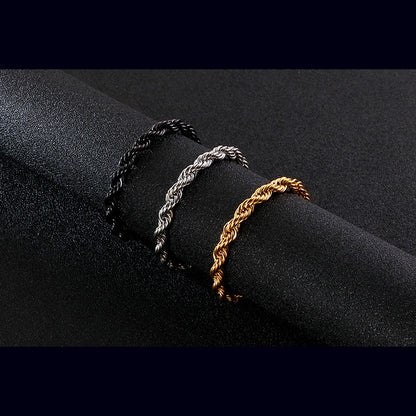 Herren Armband aus 18k vergoldetem Edelstahl - Geflochtenes Twisted Seil Design