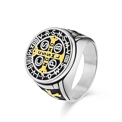 Gothic Kreuz Ring - Edelstahl Männerschmuck mit Okkultem Design - Punk & Rock Accessoire