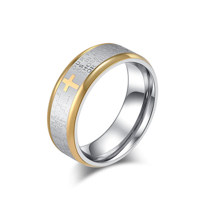 Bibelvers Ring für Männer - Edelstahl Kreuz Design - Christlicher Symbolschmuck