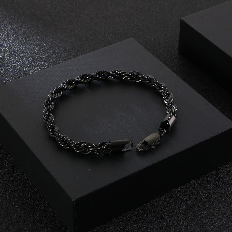Herren Armband aus 18k vergoldetem Edelstahl - Geflochtenes Twisted Seil Design