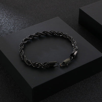 Herren Armband aus 18k vergoldetem Edelstahl - Geflochtenes Twisted Seil Design