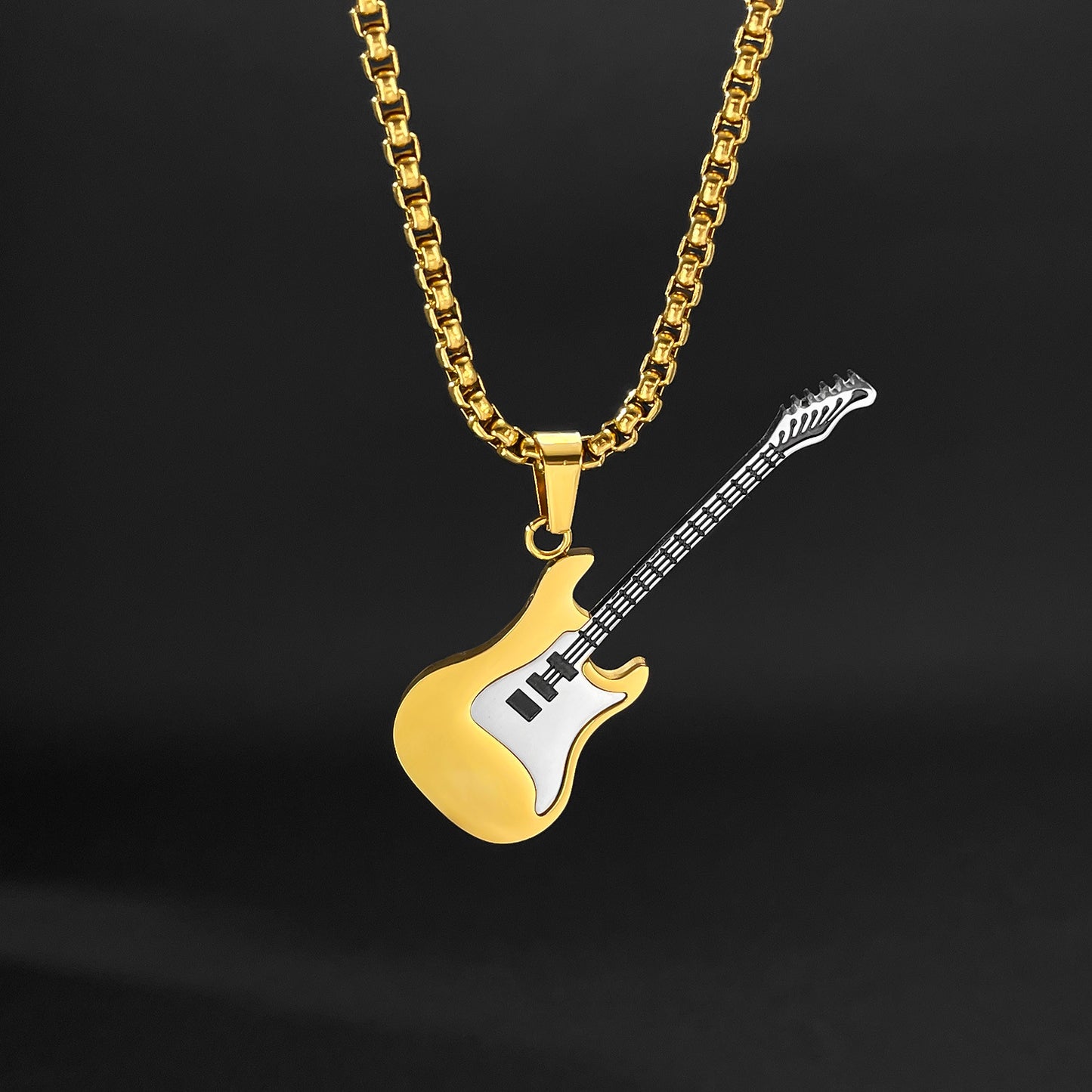 Hip-Hop Gitarren-Anhänger Straßenstyle – Klassisches Titan-Halsband für Männer