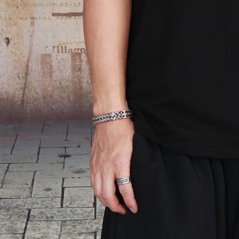 Titan Geflecht-Armband - Zweireihig - Schlichter Herrenschmuck