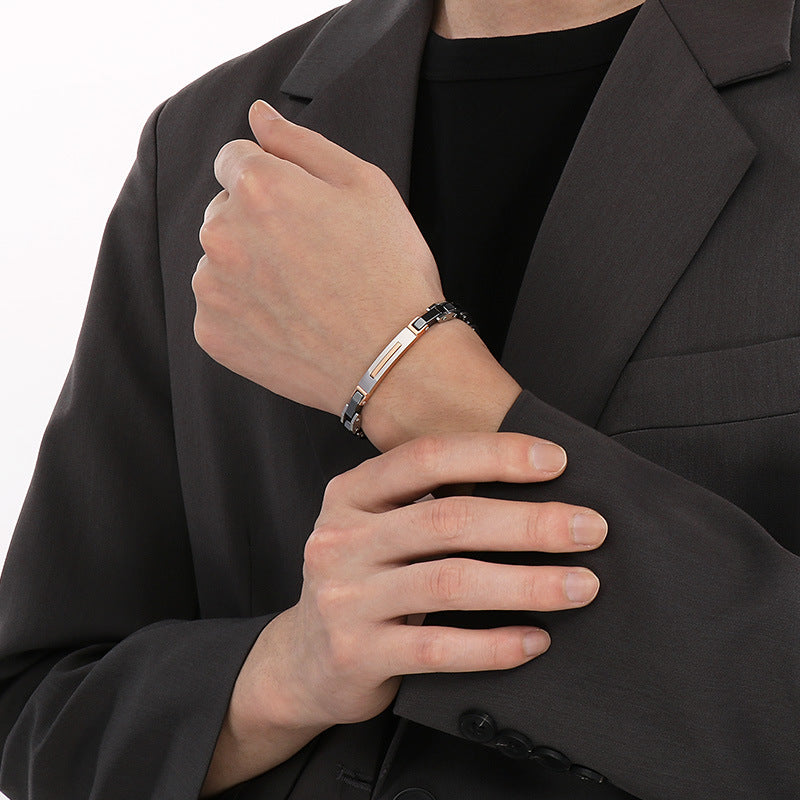 Edelstahl-Paararmbänder - Modernes Kettenarmband aus Titanstahl für Ihn & Sie