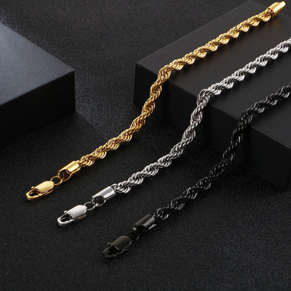 Herren Armband aus 18k vergoldetem Edelstahl - Geflochtenes Twisted Seil Design
