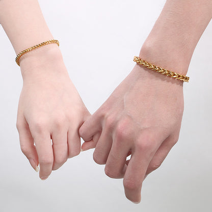 Minimalistische Kubaketten-Armbänder für Paare – Mit strukturiertem Wirbelmuster und Hochglanzschliff