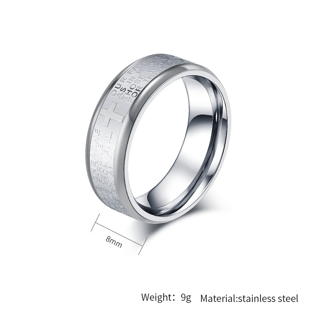 Bibelvers Ring für Männer - Edelstahl Kreuz Design - Christlicher Symbolschmuck