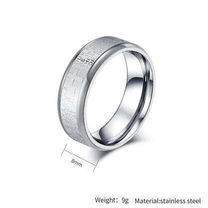 Bibelvers Ring für Männer - Edelstahl Kreuz Design - Christlicher Symbolschmuck