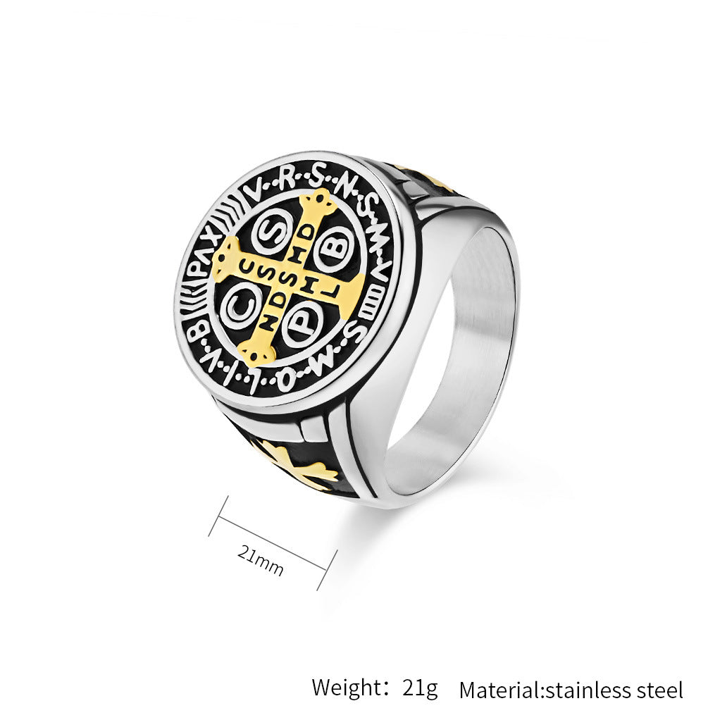 Gothic Kreuz Ring - Edelstahl Männerschmuck mit Okkultem Design - Punk & Rock Accessoire