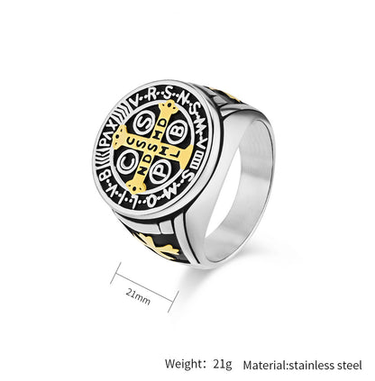 Gothic Kreuz Ring - Edelstahl Männerschmuck mit Okkultem Design - Punk & Rock Accessoire