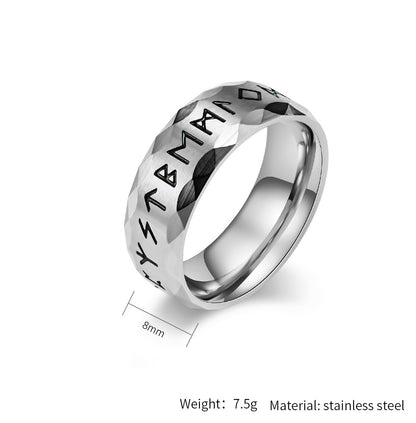 Wikinger Ring mit Runen - Titanstahl Herrenring im Vintage Design - Nordischer Männerschmuck - Keltischer Symbolring