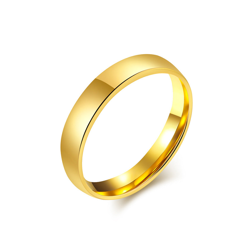 Schlichter Titanstahl Ring - Hochwertig glänzend in Schwarz & Stahlfarben - 18K Gold Beschichtung - Unisex Design - Edler Schmuck für Damen & Herren