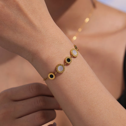 Edles Muschel-Armband & Kettenset mit römischen Ziffern – 3 Farbvarianten