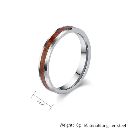 PIOWNN® Schlichter Wolframkarbid Ring mit Holzoptik - 4-6-8mm Unisex Partnerringe