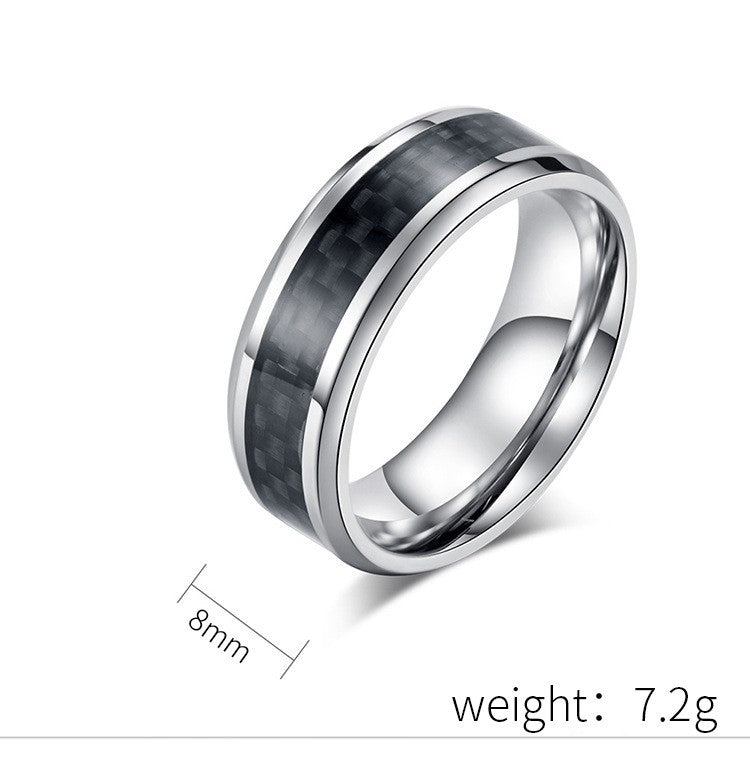 Titanstahl Ring mit Carbonfaser - Moderner Männerschmuck - Leichter & Hochfester Herrenring