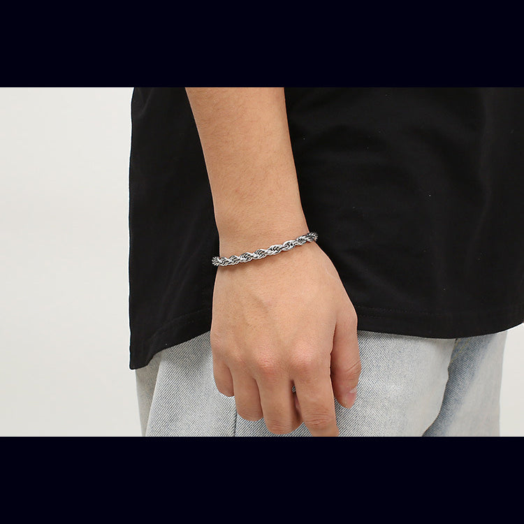 Herren Armband aus 18k vergoldetem Edelstahl - Geflochtenes Twisted Seil Design