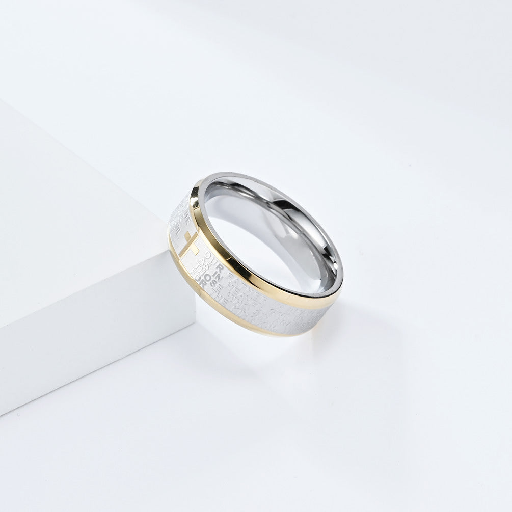 Bibelvers Ring für Männer - Edelstahl Kreuz Design - Christlicher Symbolschmuck