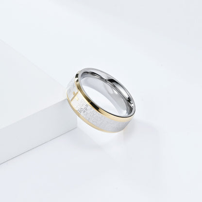 Bibelvers Ring für Männer - Edelstahl Kreuz Design - Christlicher Symbolschmuck