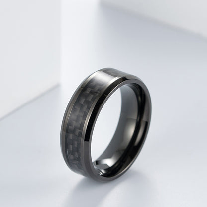 Titanstahl Ring mit Carbonfaser - Moderner Männerschmuck - Leichter & Hochfester Herrenring