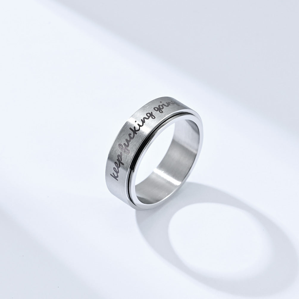 Motivring ,Keep Fucking Going' - Drehbarer Titan Ring - Rebellischer Spruchschmuck
