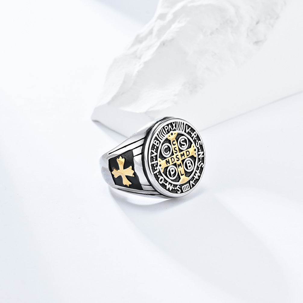 Gothic Kreuz Ring - Edelstahl Männerschmuck mit Okkultem Design - Punk & Rock Accessoire