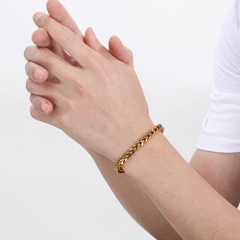 Minimalistische Kubaketten-Armbänder für Paare – Mit strukturiertem Wirbelmuster und Hochglanzschliff