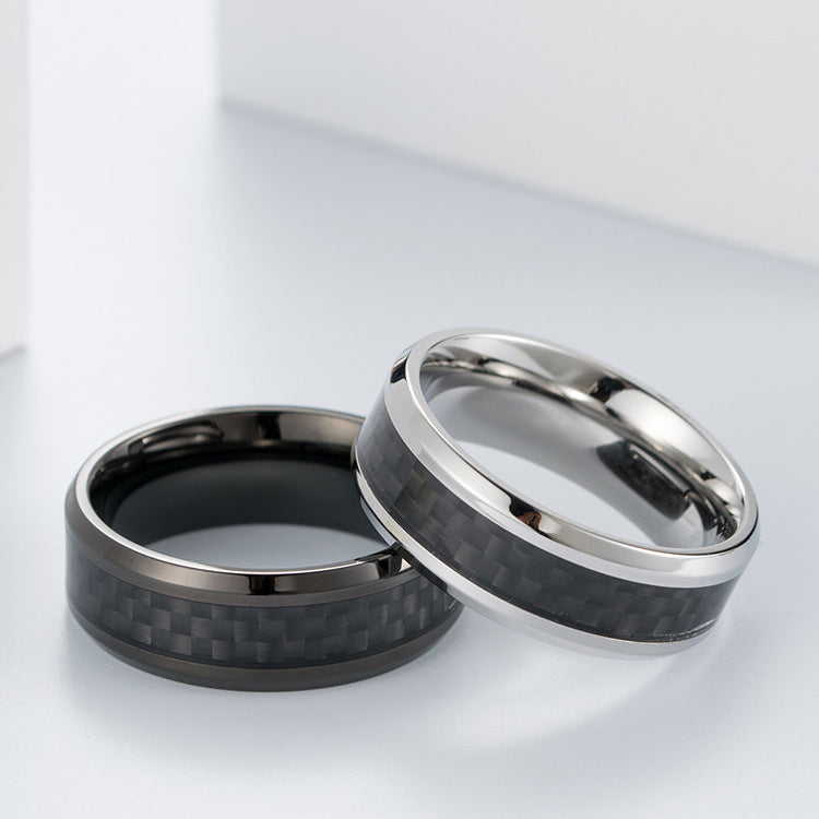 Titanstahl Ring mit Carbonfaser - Moderner Männerschmuck - Leichter & Hochfester Herrenring