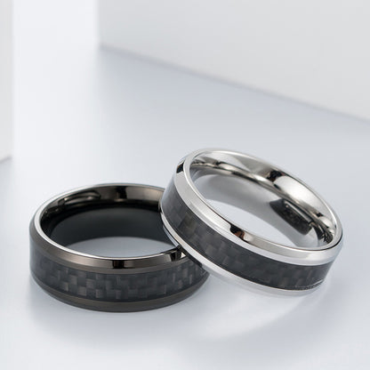 Titanstahl Ring mit Carbonfaser - Moderner Männerschmuck - Leichter & Hochfester Herrenring