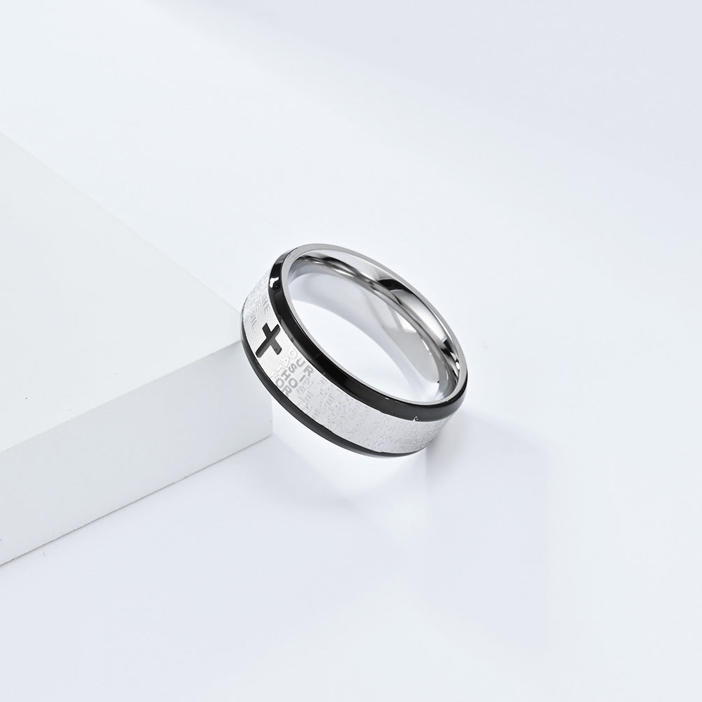 Bibelvers Ring für Männer - Edelstahl Kreuz Design - Christlicher Symbolschmuck