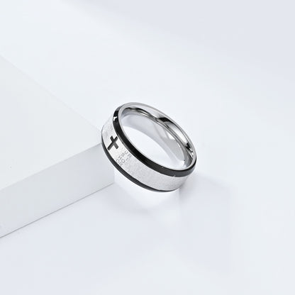 Bibelvers Ring für Männer - Edelstahl Kreuz Design - Christlicher Symbolschmuck