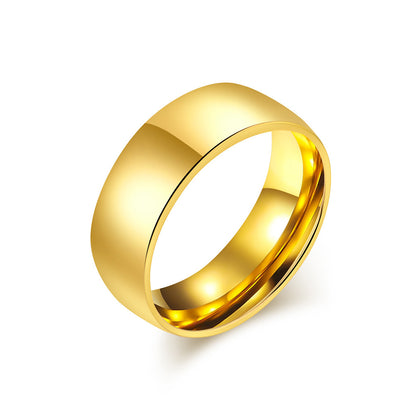 Schlichter Titanstahl Ring - Hochwertig glänzend in Schwarz & Stahlfarben - 18K Gold Beschichtung - Unisex Design - Edler Schmuck für Damen & Herren