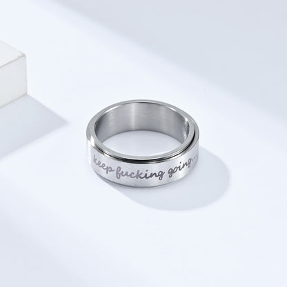 Motivring ,Keep Fucking Going' - Drehbarer Titan Ring - Rebellischer Spruchschmuck